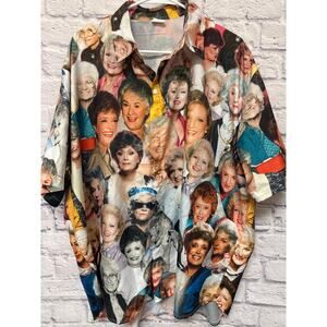 Golden Girls Faces Short Sleeve Unisex Button Up Collared Shirt SZ 2X